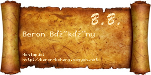Beron Bökény névjegykártya